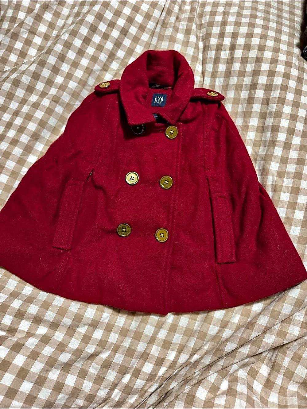 baby GAP Girls Red Pea Coat Size 3T Like New
